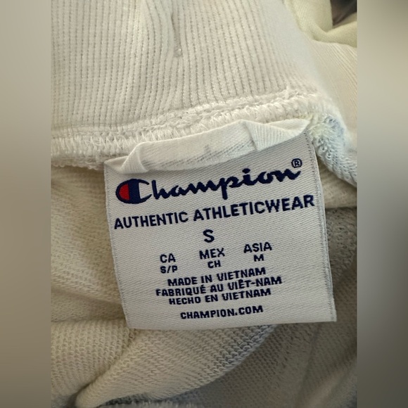 Champion Women’s Tie-Dye Fleece Shorts Small White Blue Yellow Drawstring - Picture 7 of 9